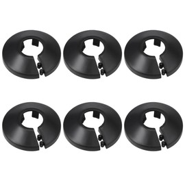 SGERUFZ Pack of 6 Heating Pipe Rosette Heating Pipe Cover, Pipe Cover, Cover Rosettes, Heating, Trim, Radiator Rosettes (16 mm) (Black)