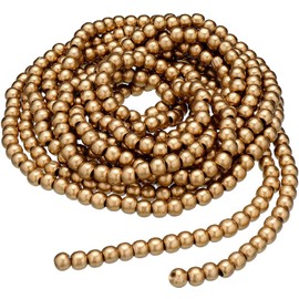 Christmas Wooden Bead Garland Wood Bead Garland Christmas Tree Decorations for Christmas Holiday Favors, 12 Feet (Gold)