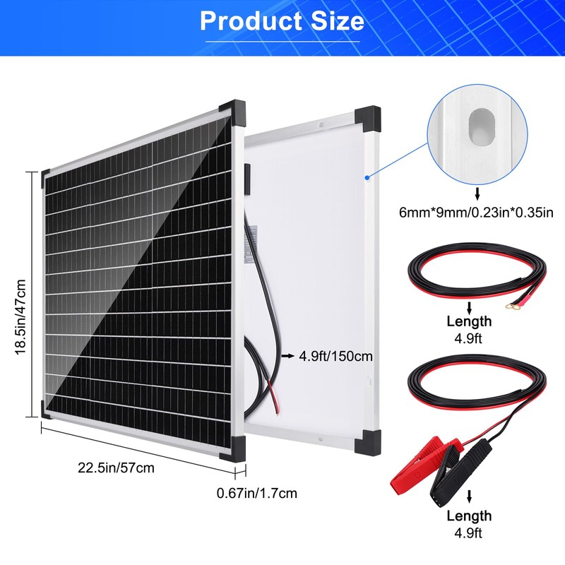 Solar Panel Kit 50W with 10A Charge Controller Monocrystalline Solar