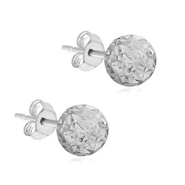 Carissima Gold Women's 9 ct White Gold 6 mm Diamond Cut Ball Stud Earrings
