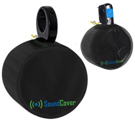 SoundCover Black Waterproof 600D Marine Wake Tower Speaker Covers – Medium (H 9.8" x W 9.8" x D 12") – Heavy-Duty Protection for ATV, Boat, and Wakeboard Speakers