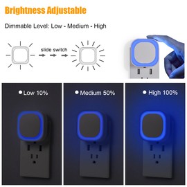 YUNLEX 6 Pack Plug in Dimmable Night Light, Blue Nightlight, Auto Dusk to Dawn Sensor, LED Night Light, Soft Glow, Diffused Light for Bathroom, Hallway, Stairs, Kitchen, Bedroom