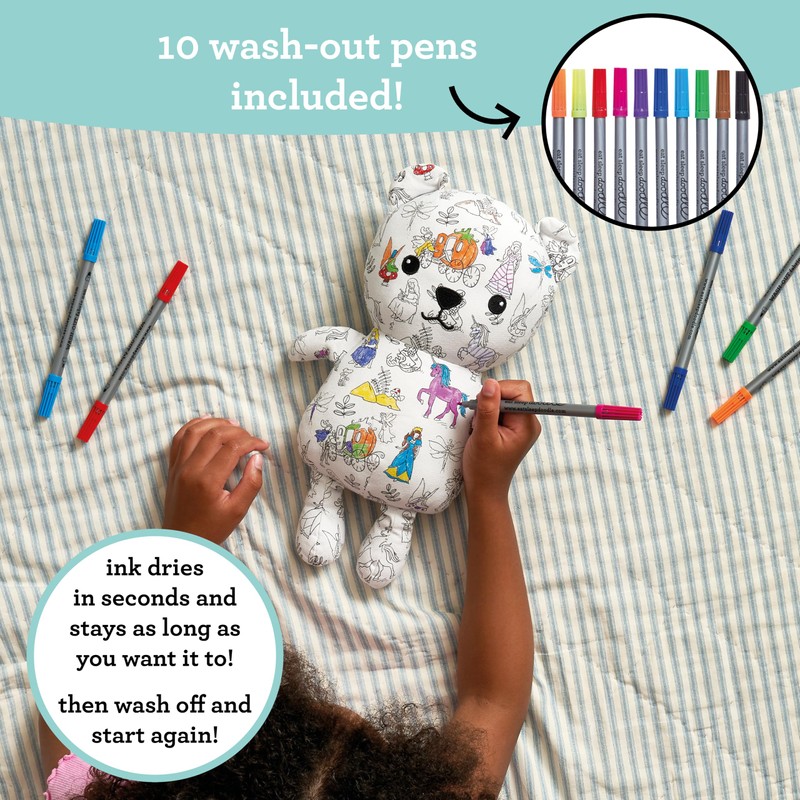 eatsleepdoodle Colour In Fairytale Bear Colouring Plush w/ 10pk Washable