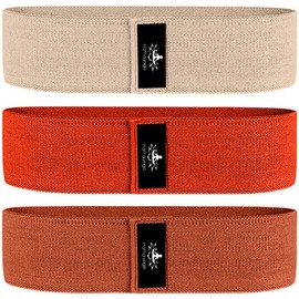 Hatha Yoga Large Resistance Band,14.5 x3.15,Fabric Exercise Loop Bands with Instruction Guide and Carry Bag, Set of 3.