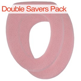 Warm-n-Comfy Soft Toilet Seat Cover - Plush & Thick Fabric Toilet Seat Warmer for Round & Elongated 14x18" Toilet Seats - Reusable, Machine-Washable, Easy-Install - Gift-Ready Packaging - Pastel Pink