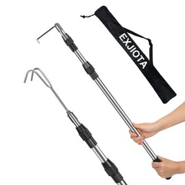 EXJIOTA Truck Cargo Grabber, 6FT Truck Cargo Retriever Telescoping Pole with Two Hooks, Truck Grabber Reach Tool for Pickup Truck Bed Grabber Heavy Duty Truck Accessories