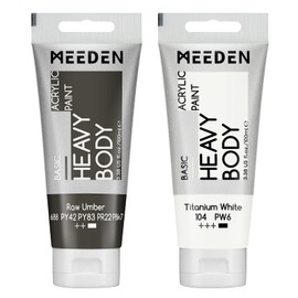 MEEDEN Raw Umber Acrylic Paint: Heavy Body Acrylic Paint Together with Additional Titanium White - 2 x 100 ml Single Acrylic Colours Tube Set