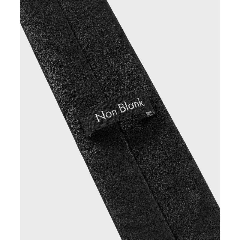 Nonblank Non-Blank FAUX Leather Slim Tie_BLACK