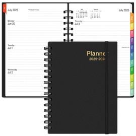 Labterry Academic Planner 2025-2026 Weekly and Monthly, July 2025 - December 2026, 18 Month Planner with Tabs, Bookmark, Flexible Cover, Spiral Binding, Black