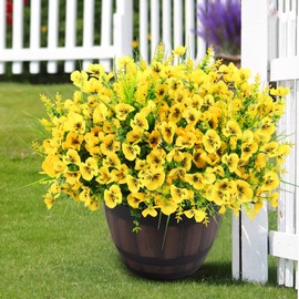 12PC Artificial Flowers, UV Resistant Fake Outdoor Plants, Realistic Phalaenopsis Orchids, Eucalyptus Greenery Shrubs, Spring Summer Decor, Indoor Garden, Patio, Window Box, Kitchen, Home Decor