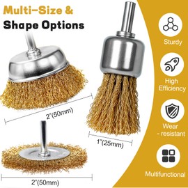 SBGGRL Steel Wire Wheel Brush Drill Attachment ,1/4" Shank Rust Removal Tool for Metal Surface Prep, Paint Stripping & Corrosion Cleaning ,Heavy-Duty Grinding & Stripping Brush for Drills