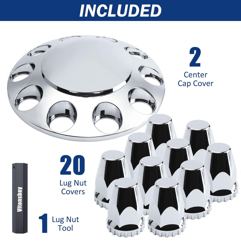 Vitonsbay Axle Wheel Covers for Semi Truck - 2 Front