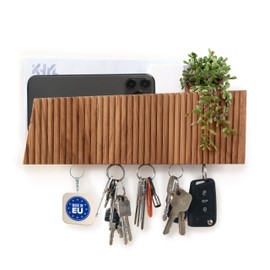 KHYL® Magnetic Key Holder, Key Hook, Key Holder Made of Solid Oak, Design Living Decoration, Key Holder, Key Organiser, with Wall Mount, with Shelf