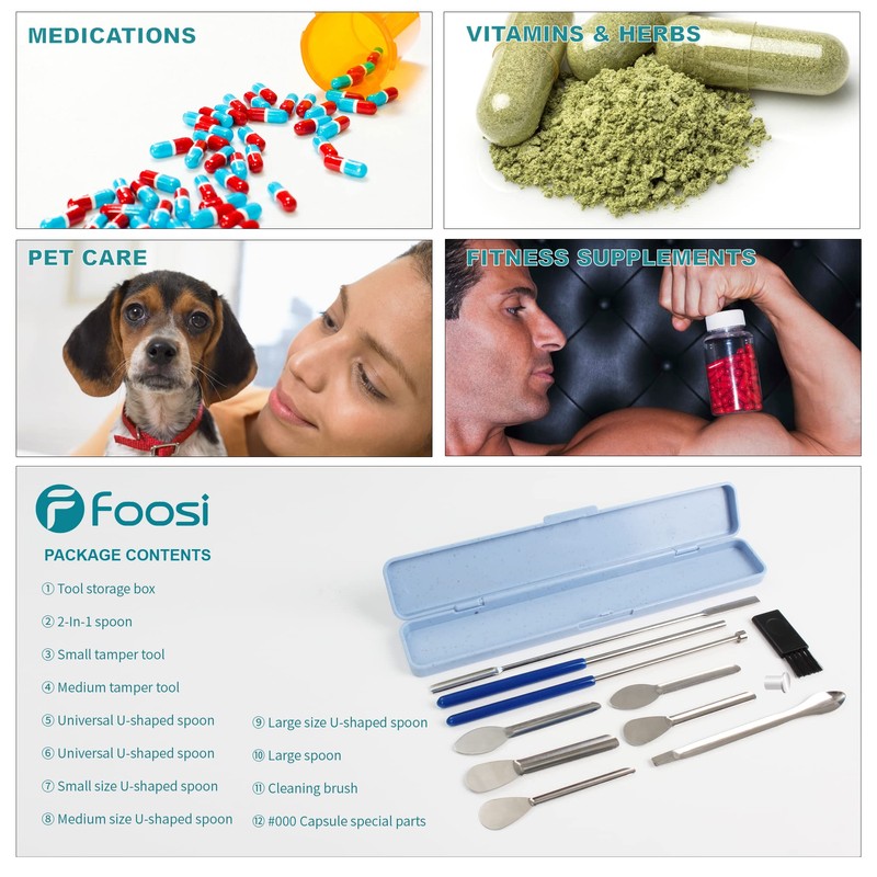 11 Piece Capsule Filling Machine Kit for Pill Filler -