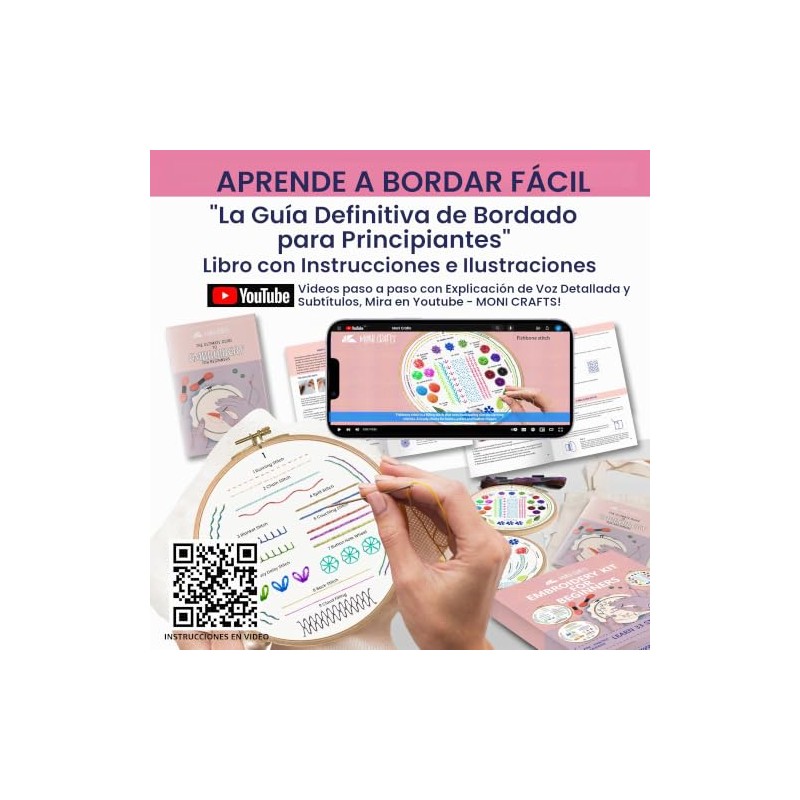 Moni Crafts - Kit de bordado de 4 juegos para