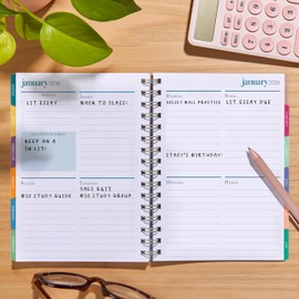 Inspired by Erin Condren 12-Month A5 Weekly Planner (Jul 2025 - Jun 2026), Compact Weekly and Monthly Planner Calendar, 70 Lb. Text Weight Paper, Petal Pop Covers, Wire-O Spiral Binding