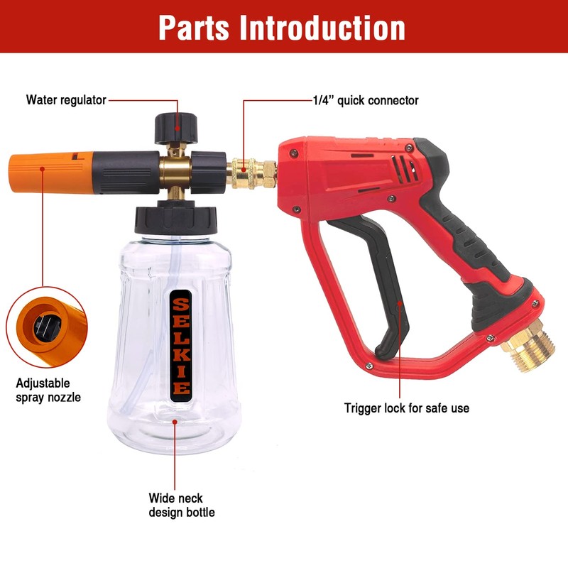 Selkie 5000PSI Pressure Washer Gun with Foam Cannon, Pressure Washer