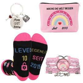 16th Birthday Gift Girl - Sweet 16 Gift Set for 16 Year Old Teen & Sister - Cosmetic Bag, Socks, Sweatband & Keychain, White, birthday girl