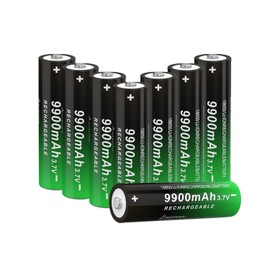 18650 3.7V Lithium Rechargeable Battery with 18650 9900mAh Button Top Batteries Design Tool for Camera & Flashlights, Clocks, Toys House Use -8 Pack