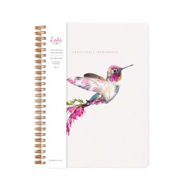 Lola Design - Large Spiral Notebook Organiser, Botanical Hummingbird Design - Planners & Journals - Wiro Bound Notebook with To-Do Lists & Priorities Section - 176x250mm, 250 Lined Pages