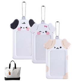 DIFLAX Pack of 3 Cute Plush Kpop Photocard Holder, Puppy Shape Kpop Photo Card Holder, Kpop Photo Card Organiser with Key Ring, Kpop Photo Card Holder for Starhunter Enthusiasts