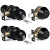 BESTTEN 2 Pack Keyed Same Exterior Door Knobs and Single