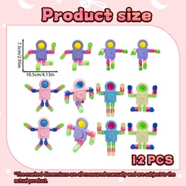 12 Pcs Fidget Toys, Party Bag Fillers for Kids, Transformable Colorful Chain Robot, Finger Toy, Stress Relief Sensory Toys for Adults & Children, Random Color (10.5x7.5x1.8 cm)