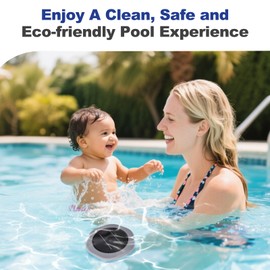 Solar Pool Ionizer - Floating Pool Cleaner for Swimming Pools Up to 45,000 Gallons for Large Pool, Big Solar Panel & Durable Copper Anode, Clear Water with Minimal Effort
