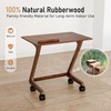 FLYJOE TV Tray Table with Casters, Solid Rubberwood End Tables,