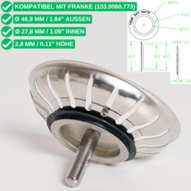 Replacement Strainer Basket Seal, Pack of 2, Compatible with Franke 133.0060.773, for 3.5 Inch Drain Fittings with Strainer Basket Item No. 112.0173.072, 112.0173.076, 112.0173.079, 133.0049.669
