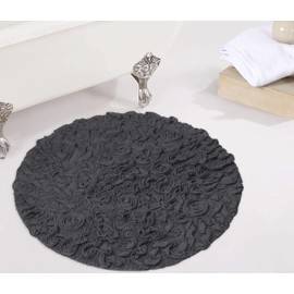 Home Weavers Bell Flower Collection 100% Cotton Tufted Bath Rugs, Extra Soft and Absorbent Bath Rugs, Non-Slip Bath Mats, Machine Washable, Bath Mats for Bathroom Floor and Tub, 30" Round, Gray