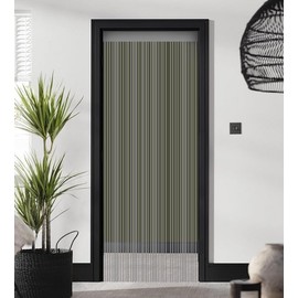ZEBRA BLINDS String Curtain, Door Fly Screen Curtains, Door Strings, Tassel Curtains for Doorway, Window Decor String Panel Stripe, Stylish Room Divider, Panel Fringe Curtain (Grey, 100 x 280 cm)