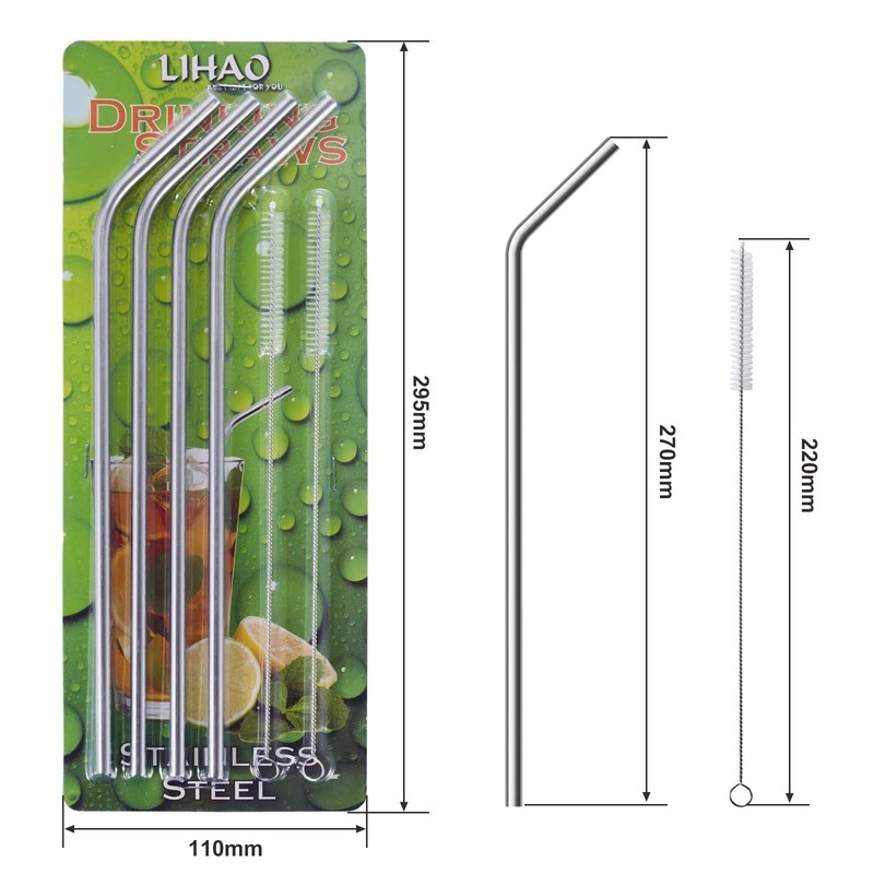 4 Extra Long Stainless Steel Straws for 30 OZ Tumbler