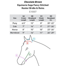 Equinavia Saga Adjustable Padded Fancy Stitched Hunter Bridle with Reins - Chocolate Brown - Pony