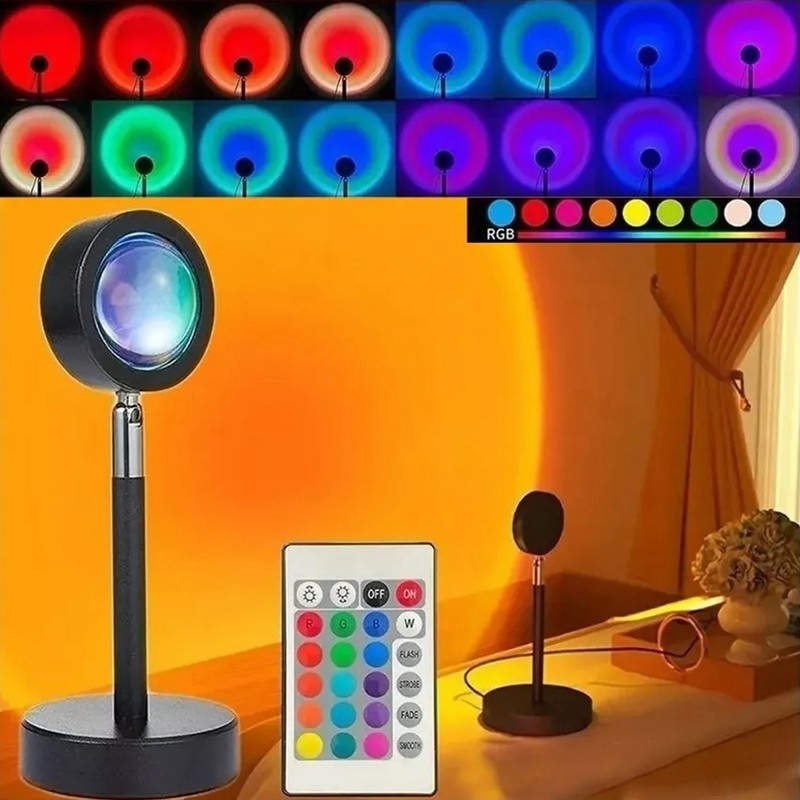 Ambient Projector Lamp 16 Colors 180° Rotatable Remote Control RGB