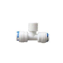 T Fittings Push Fit, Thread Connectors for Water Filters Housing Filters, Reverse Osmosis Water Pipe Tubing 1/4" 3/8" (1/4" Pushfit (L) X 1/4" Thread (Middle) x 1/4" Pushfit (R))