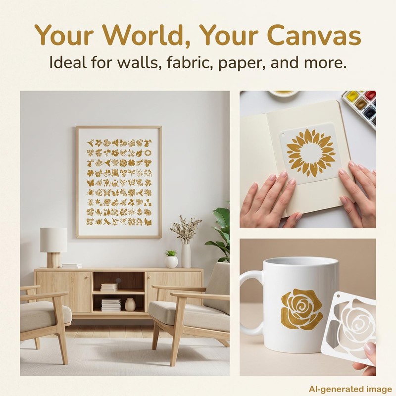 72 Pcs Stencils for Painting, Stencils for Crafts Reusable