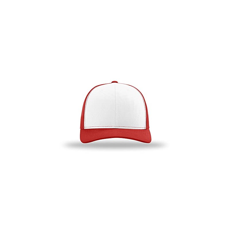 Richardson 112 Trucker OSFA Baseball Hat Ball Cap, White/Red