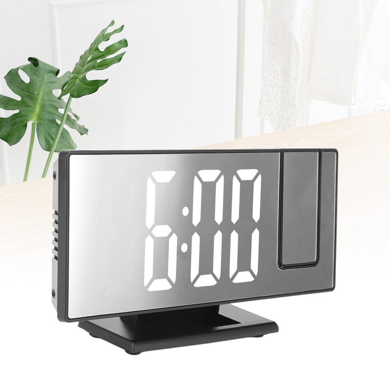 Projection Digital Alarm Clock USB Charging Automatic Dimming LED Mirror