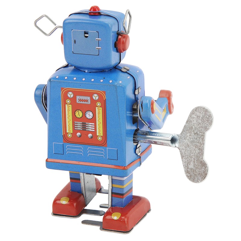 Clockwork Drumming Robot Toy Tinplate Retro Hand Made Drum Wind