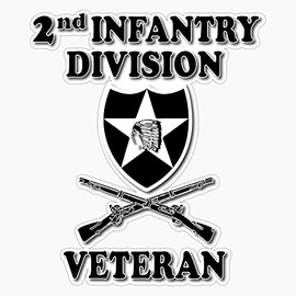 HOF Trading 2Nd Infantry Division Veteran Vinyl Sticker Waterproof Decal Laptop Wall Window Bumper Sticker 5"