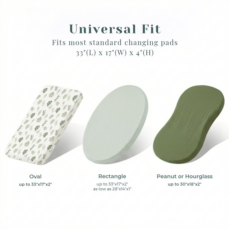 Coreeky 3 Pack Muslin Changing Pad Covers for Girl, Boy,