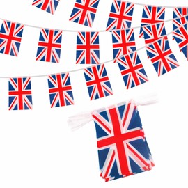 10m Union Jack Flags Bunting Decorations 30 Flags, British Bunting United Kingdom Flags Bunting Great Britain Bunting Banner for Sports Events Royal Party Decorations