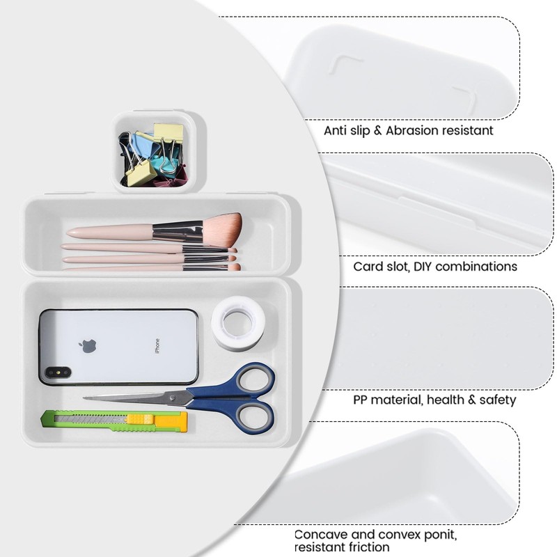 Omtofo 16 Pieces White Drawer Organiser System Organiser, Drawer Divider