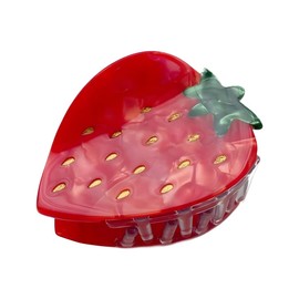 WeddHuis Summer Hair Clips, Cute Strawberry Hair Claw Clips, Small Cellulose Acetate Hair Clips for Women, Lightweight and Colourful (Red)
