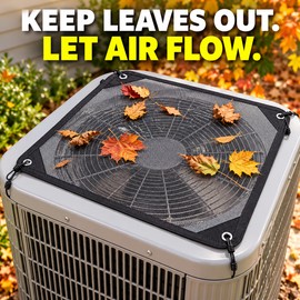 4 Pack 28 x 28 Inch Outdoor AC Condenser Mesh Covers, PVC Leaf and Debris Guards with 4 Bungee Cords Each