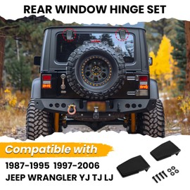 ECOTRIC Rear Window Hinge Set Compatible with 1987-1995 1997-2006 Jeep Wrangler YJ TJ LJ Replacement for 926-119 5013722AA 5013722AB 5013723AA Hardtop Liftgate Glass Hinges Left & Right