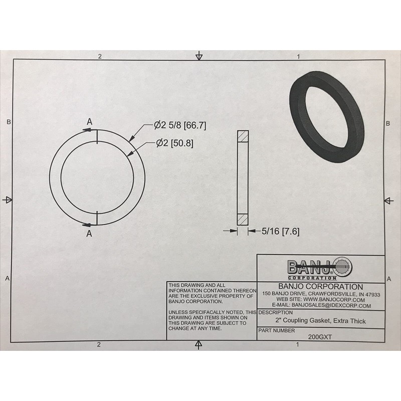 Banjo 200GXT 2" Extra Thick Coupler Gasket-EPDM