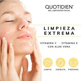 Gel Limpiador Facial Con Vitamina C + Vitamina E + Aloe Vera - Cuidado Facial - Skin Care Todo Tipo De Piel - Limpiador Purificante - Aclara - Acne - Oil Free - Skincare Limpieza Facial Piel Grasa