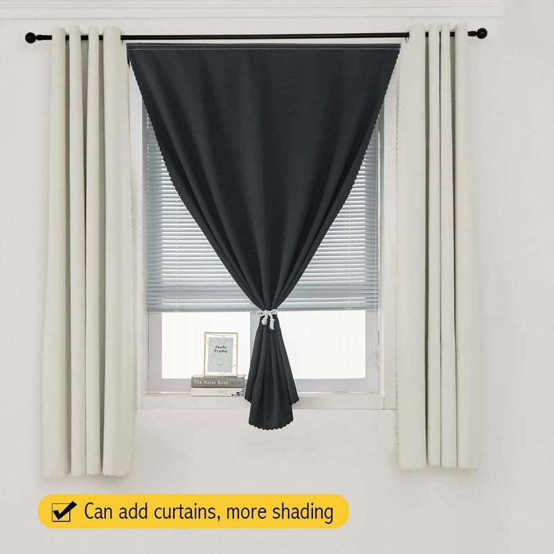 Adhesive Blackout Curtains- Self Stick Shades Window Blinds Curtains No